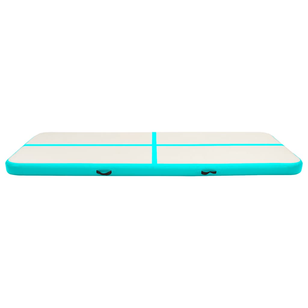 Oppblåsbar gymnastikkmatte med pumpe 300x100x20 cm PVC grønn