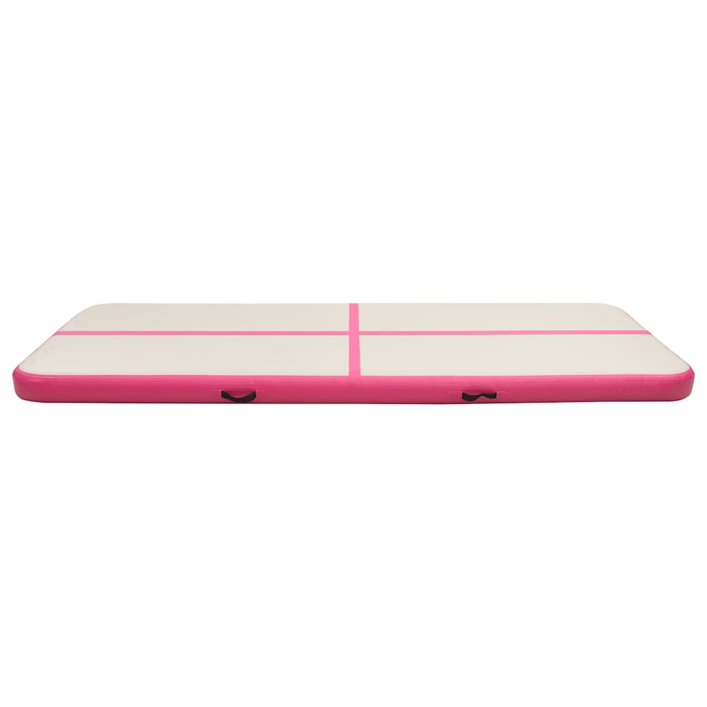 Oppblåsbar gymnastikkmatte med pumpe 400x100x20 cm PVC rosa