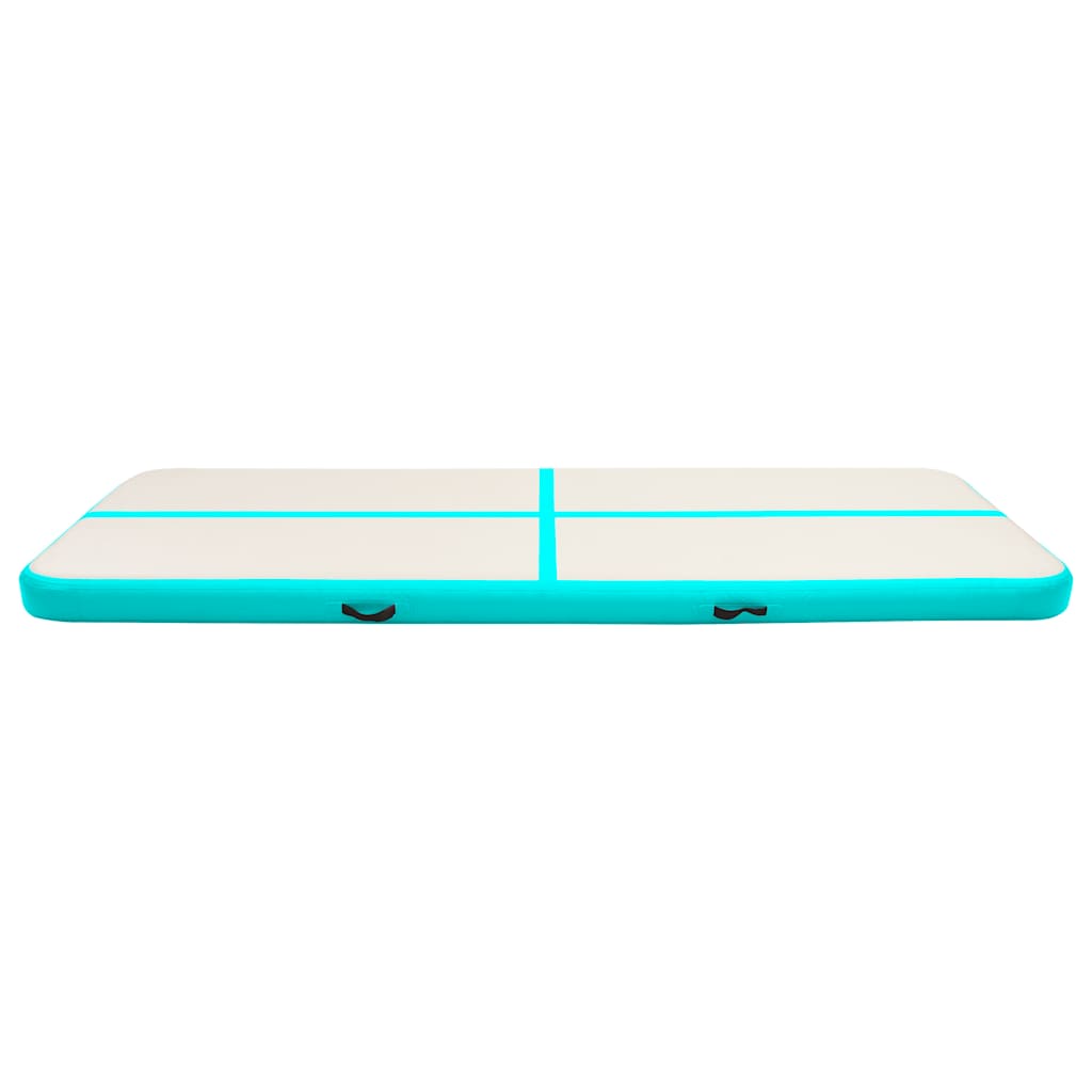 Oppblåsbar gymnastikkmatte med pumpe 400x100x20 cm PVC grønn