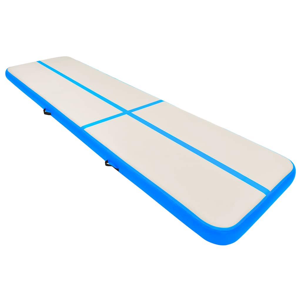 Oppblåsbar gymnastikkmatte med pumpe 800x100x20 cm PVC blå