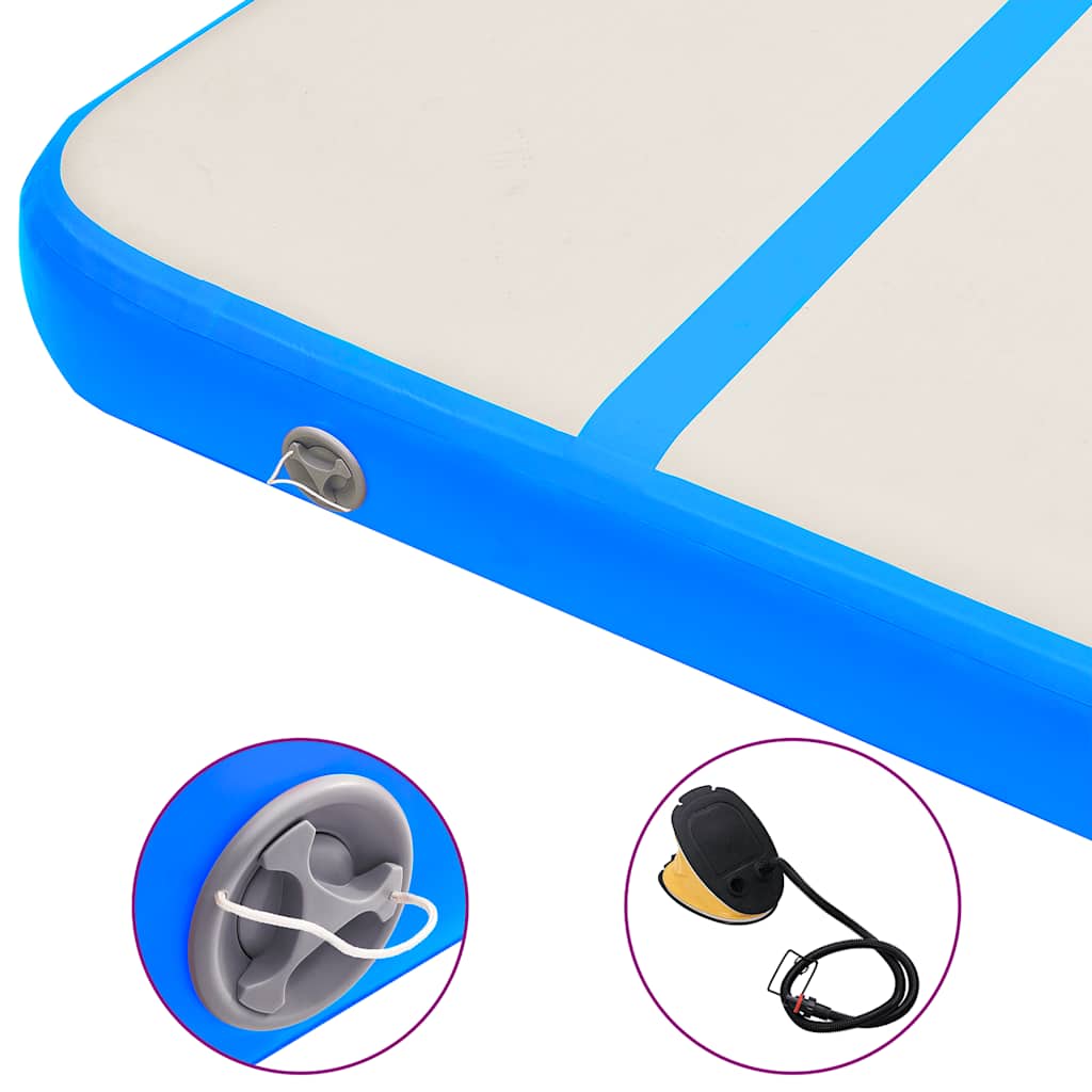 Oppblåsbar gymnastikkmatte med pumpe 800x100x20 cm PVC blå