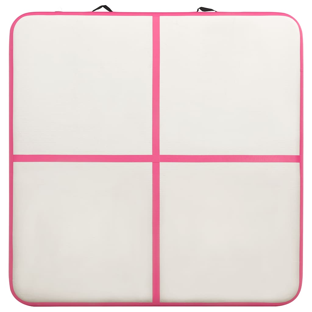 Oppblåsbar PVC gymnastikkmatte med pumpe 200x200x15 cm rosa