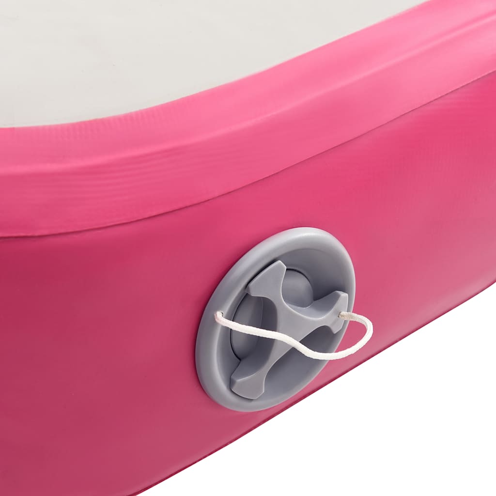 Oppblåsbar PVC gymnastikkmatte med pumpe 200x200x15 cm rosa