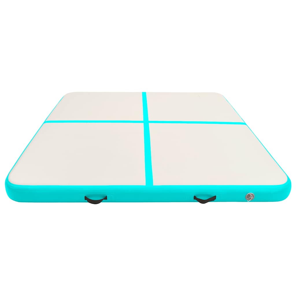 Oppblåsbar gymnastikkmatte med pumpe 200x200x20 cm PVC grønn