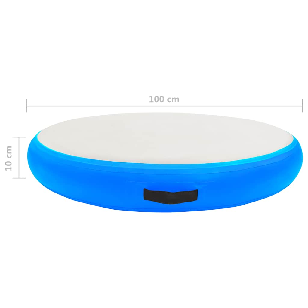 Oppblåsbar gymnastikkmatte med pumpe 100x100x10 cm PVC blå
