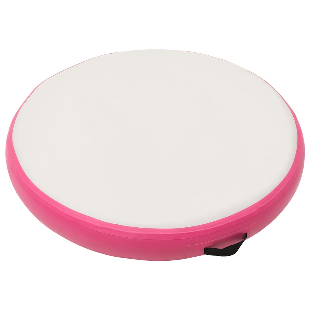 Oppblåsbar gymnastikkmatte med pumpe 100x100x15 cm PVC rosa