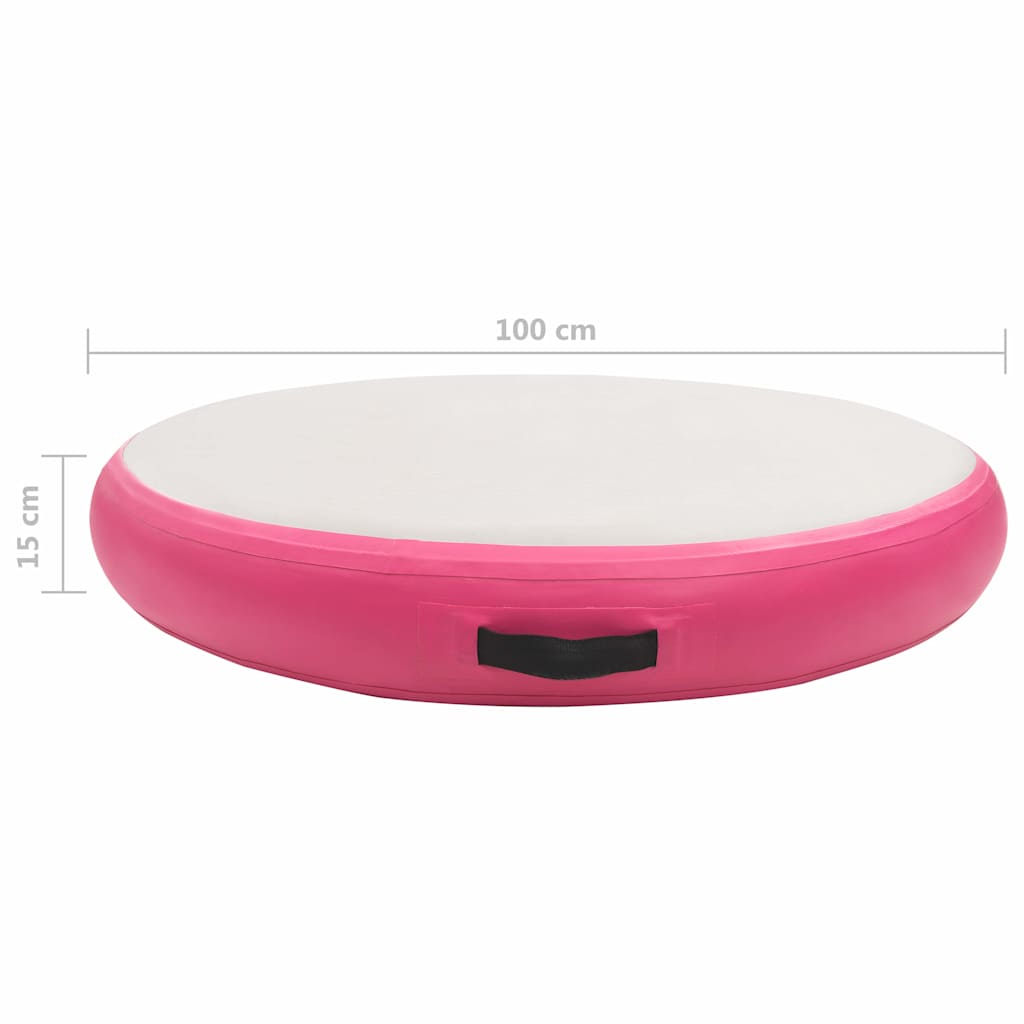 Oppblåsbar gymnastikkmatte med pumpe 100x100x15 cm PVC rosa