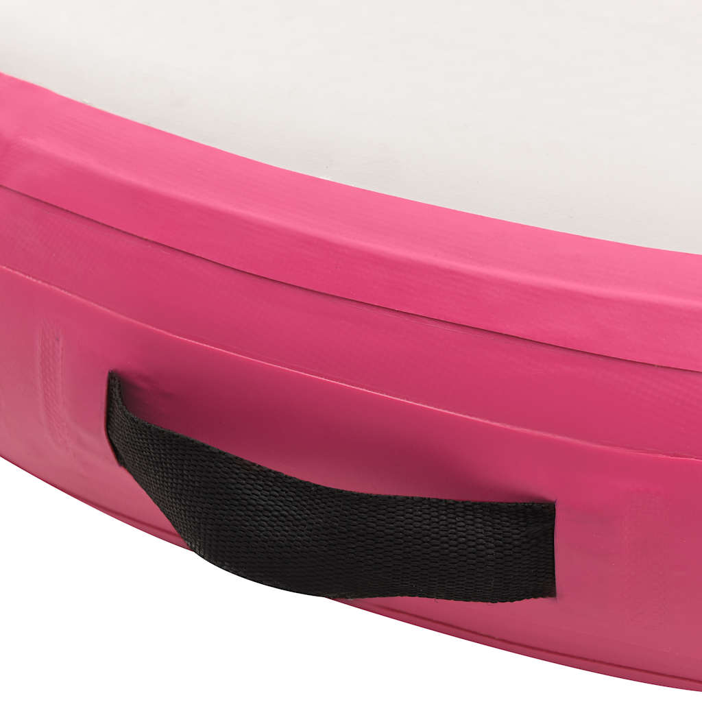 Oppblåsbar gymnastikkmatte med pumpe 100x100x15 cm PVC rosa
