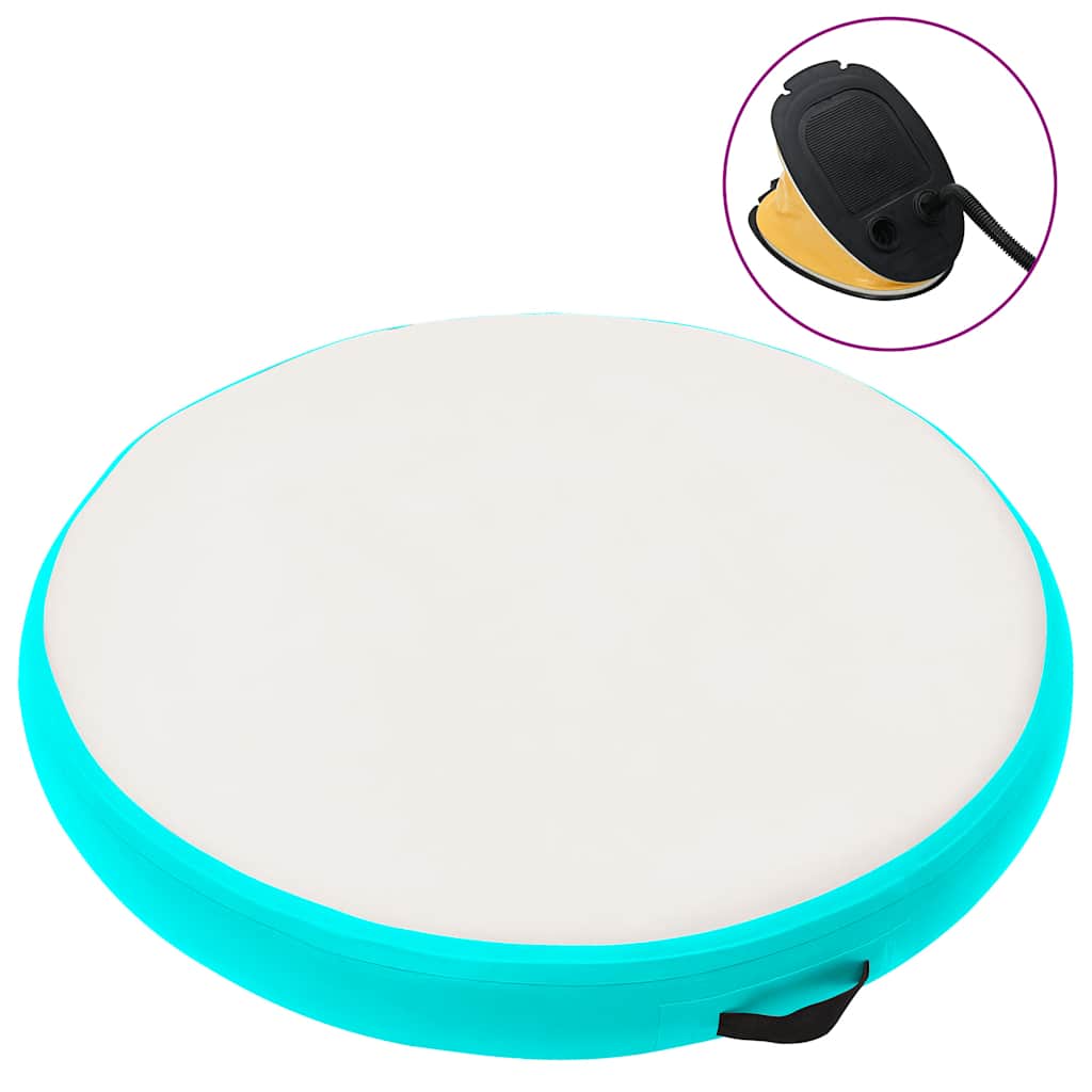 Oppblåsbar gymnastikkmatte med pumpe 100x100x15 cm PVC grønn