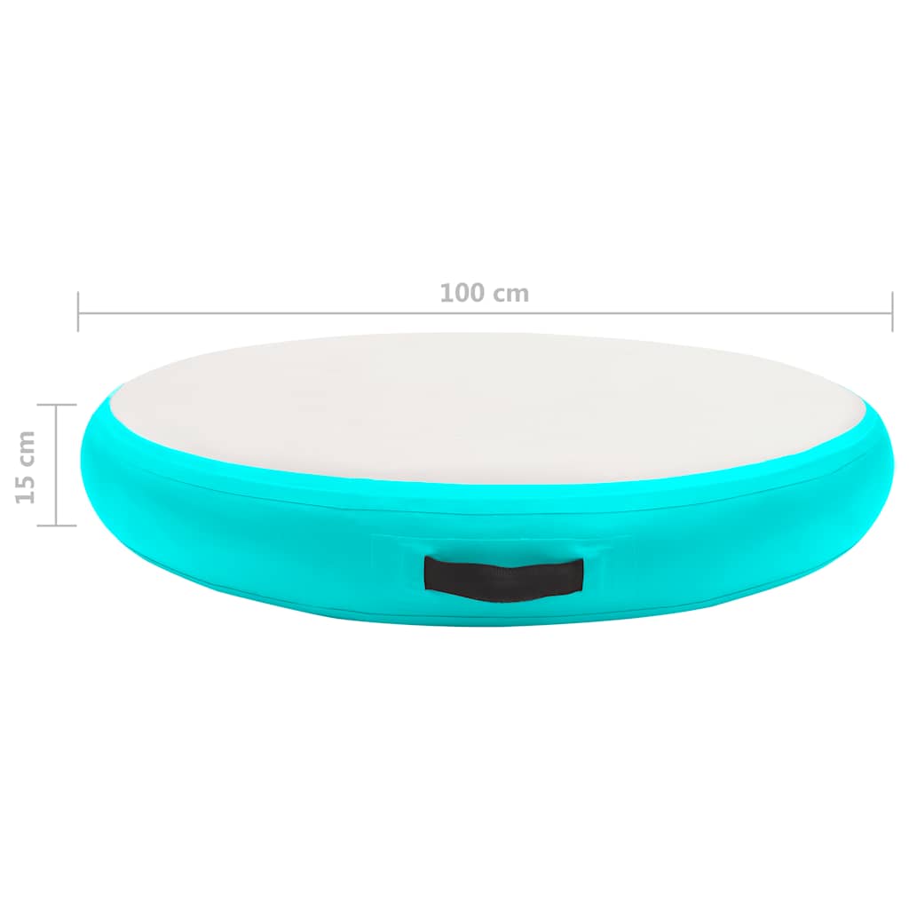 Oppblåsbar gymnastikkmatte med pumpe 100x100x15 cm PVC grønn