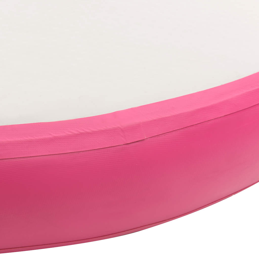 Oppblåsbar gymnastikkmatte med pumpe 100x100x20 cm PVC rosa