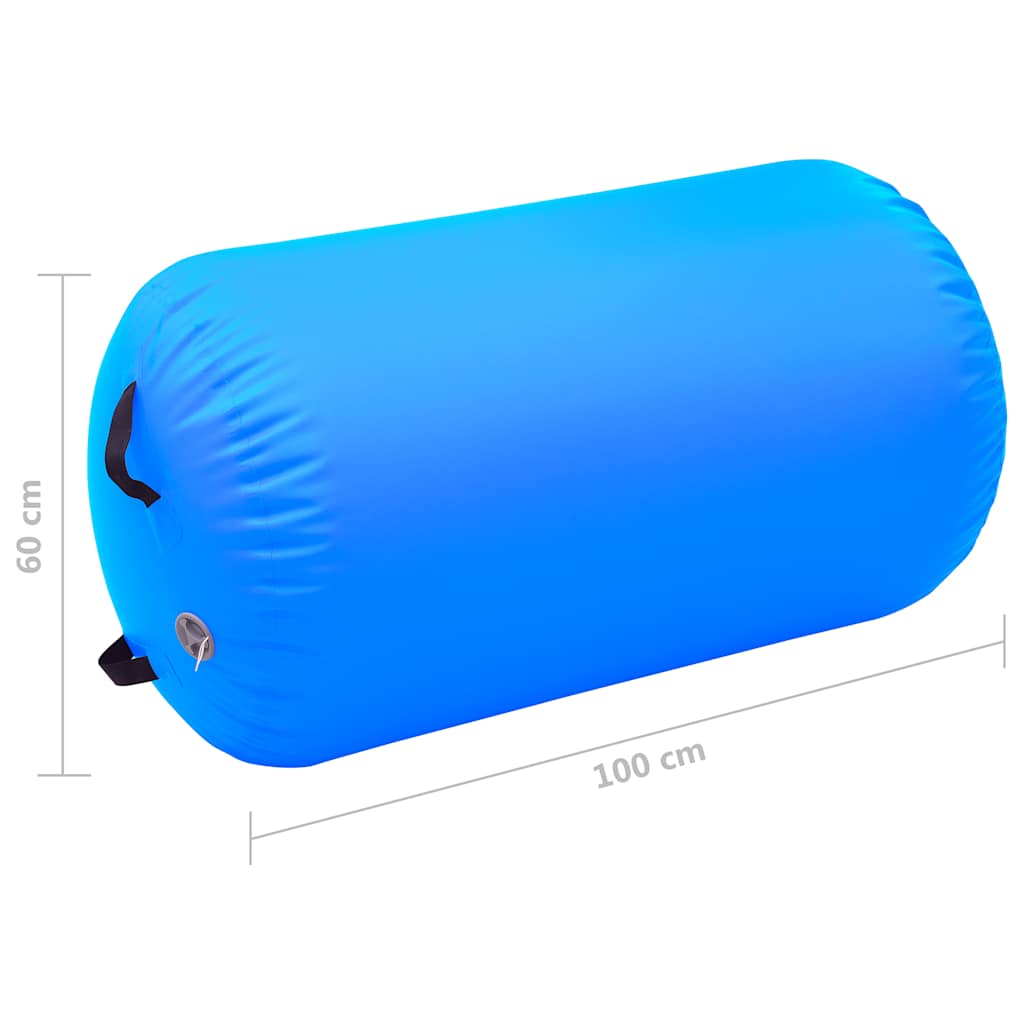 Oppblåsbar gymnastikkrull med pumpe 100x60 cm PVC blå