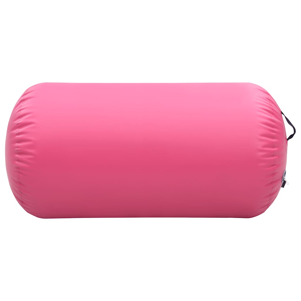 Oppblåsbar gymnastikkrull med pumpe 120x90 cm PVC rosa