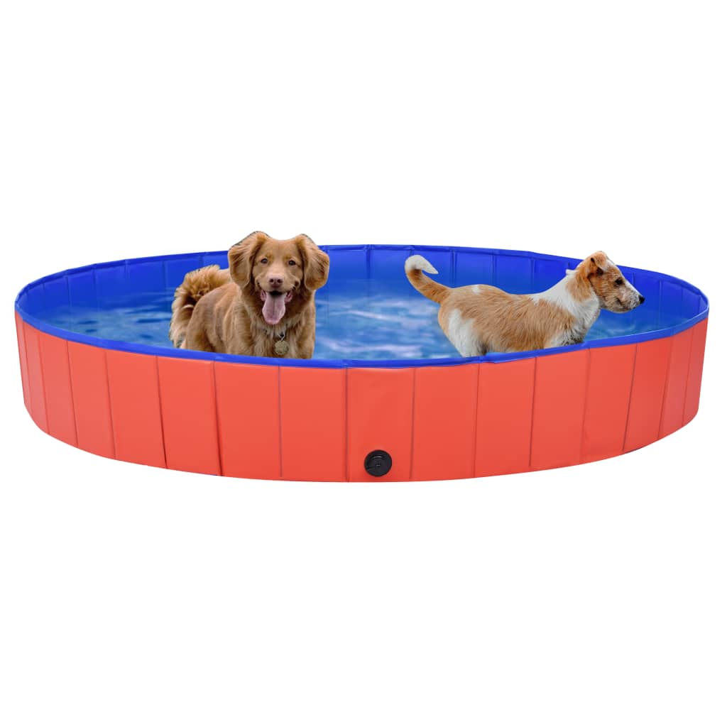 Sammenleggbart hundebasseng rød 200x30 cm PVC
