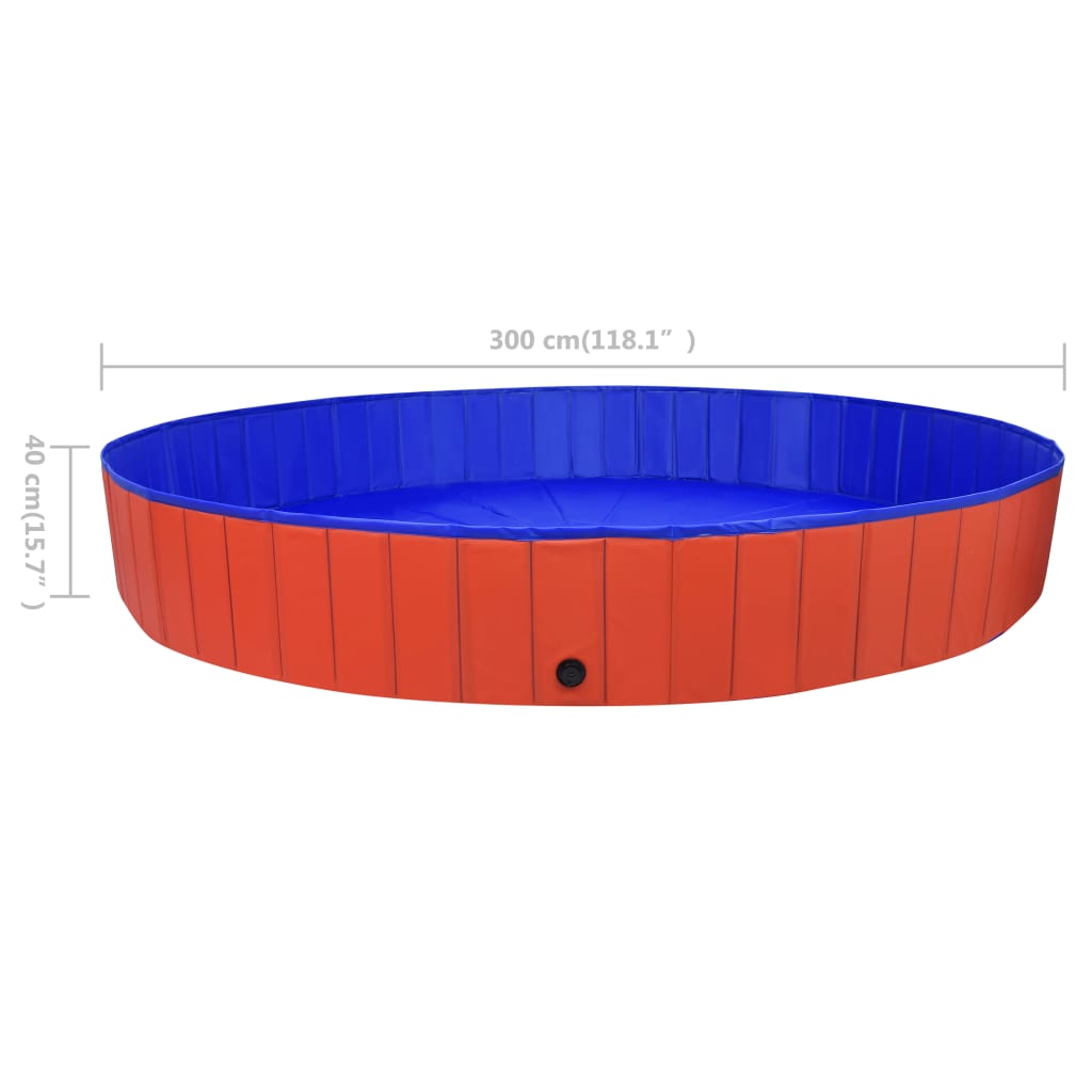 Sammenleggbart hundebasseng rød 300x40 cm PVC