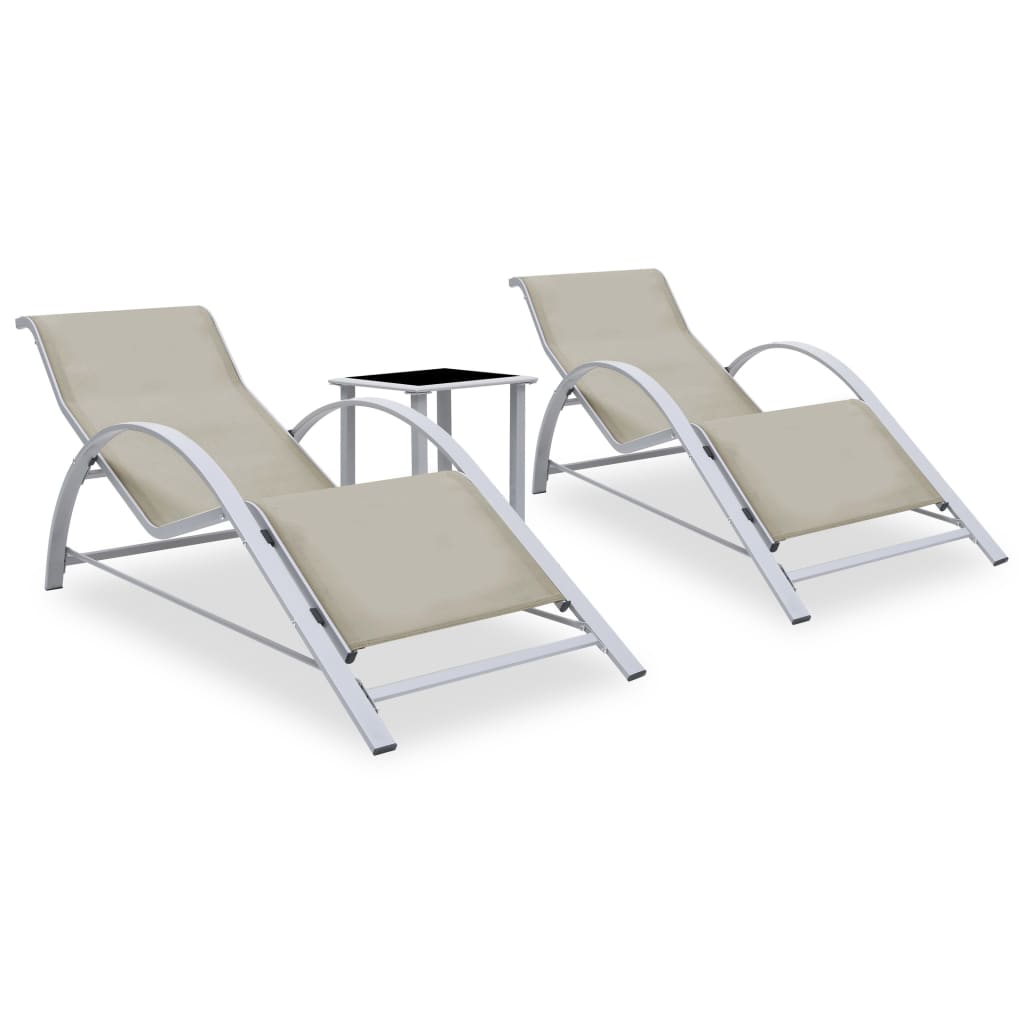 Solsenger 2 stk med bord aluminium kremhvit