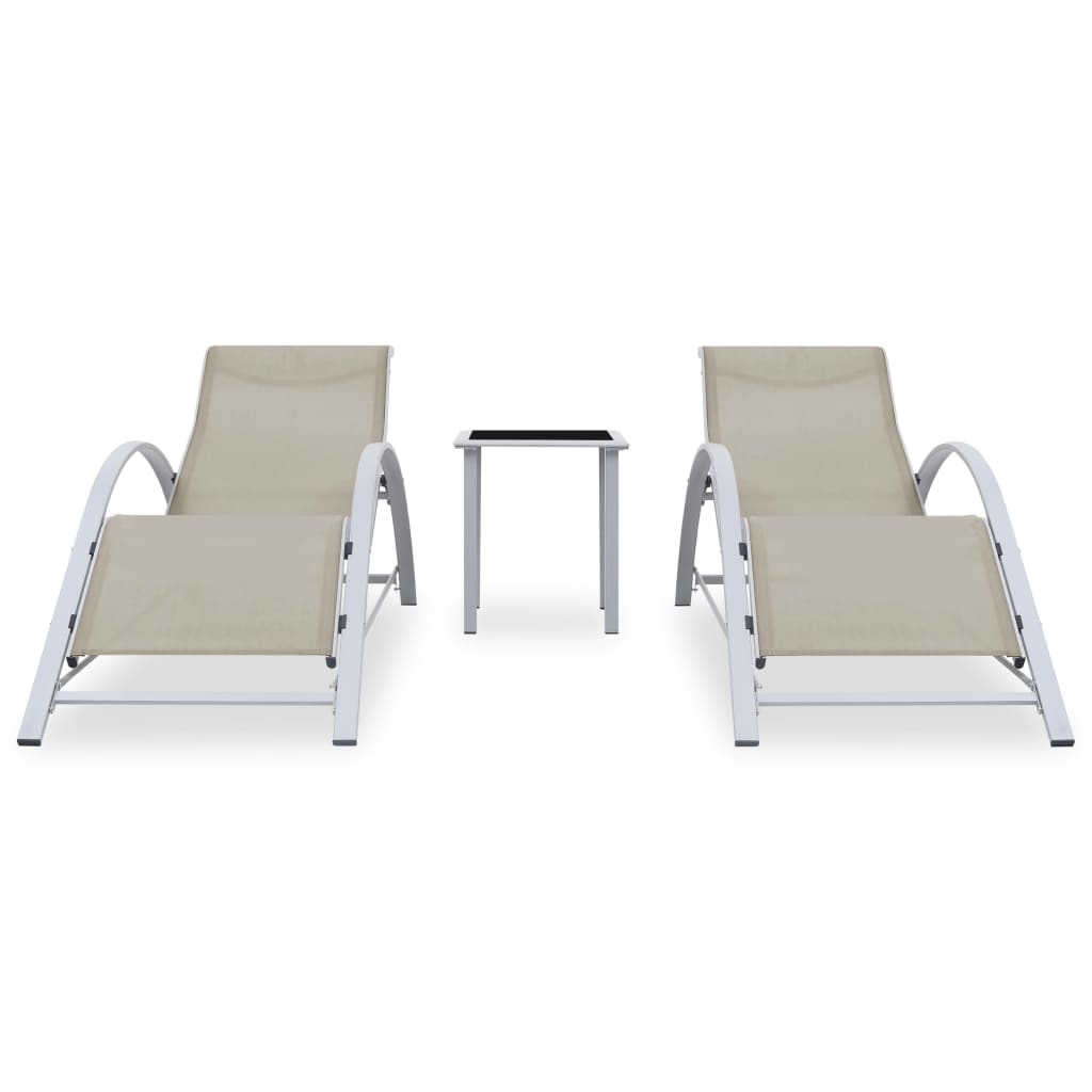 Solsenger 2 stk med bord aluminium kremhvit