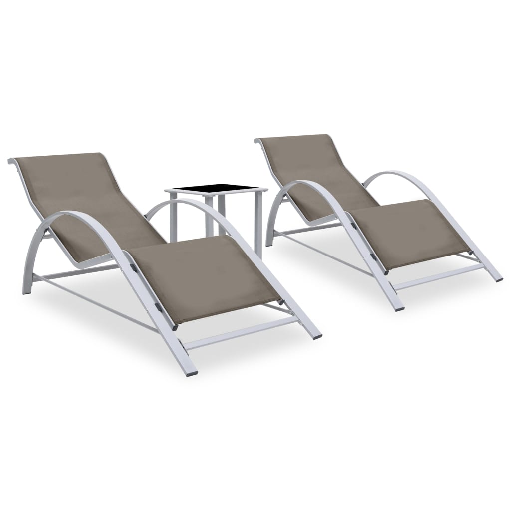 Solsenger 2 stk med bord aluminium gråbrun vidaXL