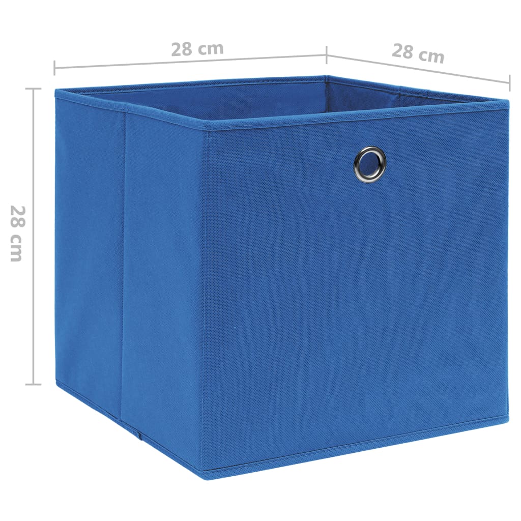 Oppbevaringsbokser 10 stk uvevd stoff 28x28x28 cm blå