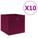 Oppbevaringsbokser 10 stk uvevd stoff 28x28x28 cm mørkerød