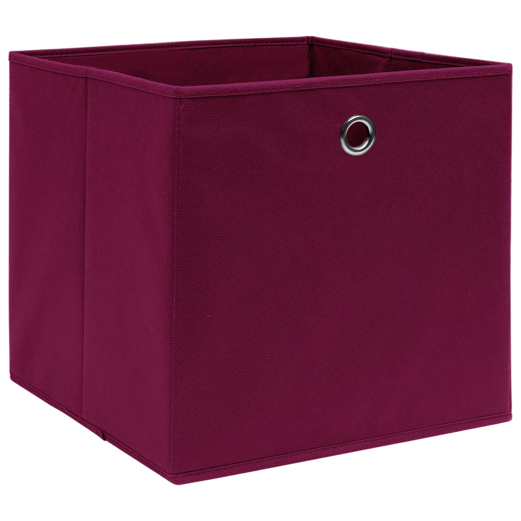 Oppbevaringsbokser 10 stk uvevd stoff 28x28x28 cm mørkerød