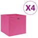 Oppbevaringsbokser 4 stk uvevd stoff 28x28x28 cm rosa