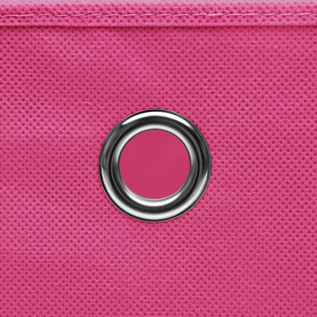 Oppbevaringsbokser 4 stk uvevd stoff 28x28x28 cm rosa