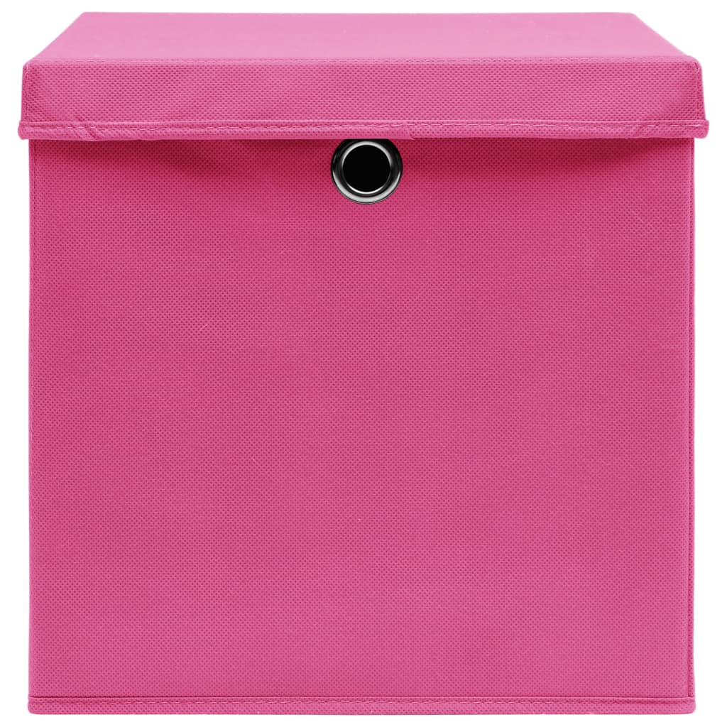 Oppbevaringsbokser med deksler 10 stk 28x28x28 cm rosa