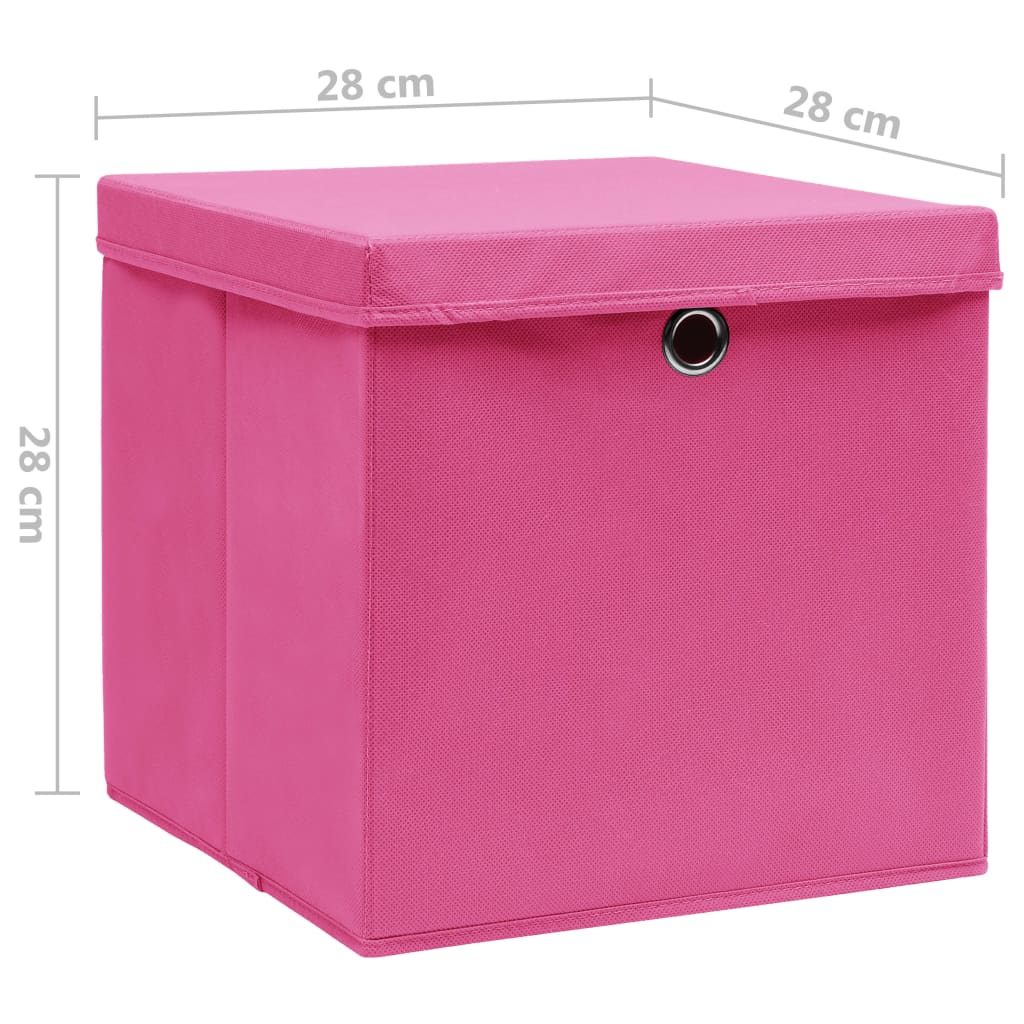 Oppbevaringsbokser med deksler 10 stk 28x28x28 cm rosa
