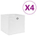 Oppbevaringsbokser 4 stk uvevd stoff 28x28x28 cm hvit