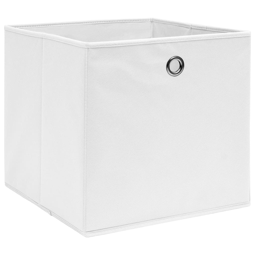 Oppbevaringsbokser 4 stk uvevd stoff 28x28x28 cm hvit