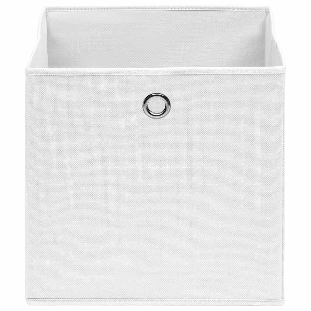 Oppbevaringsbokser 4 stk uvevd stoff 28x28x28 cm hvit