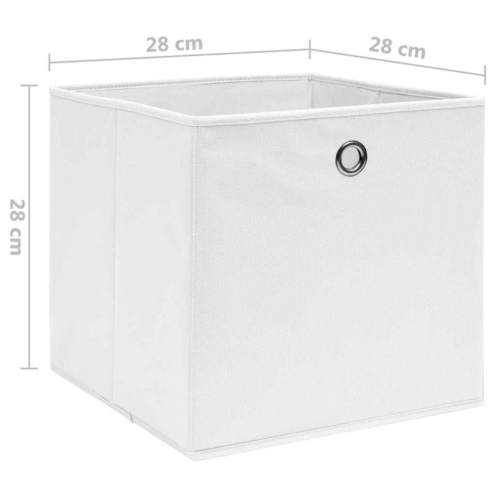 Oppbevaringsbokser 4 stk uvevd stoff 28x28x28 cm hvit