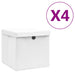 Oppbevaringsbokser med deksler 4 stk 28x28x28 cm hvit