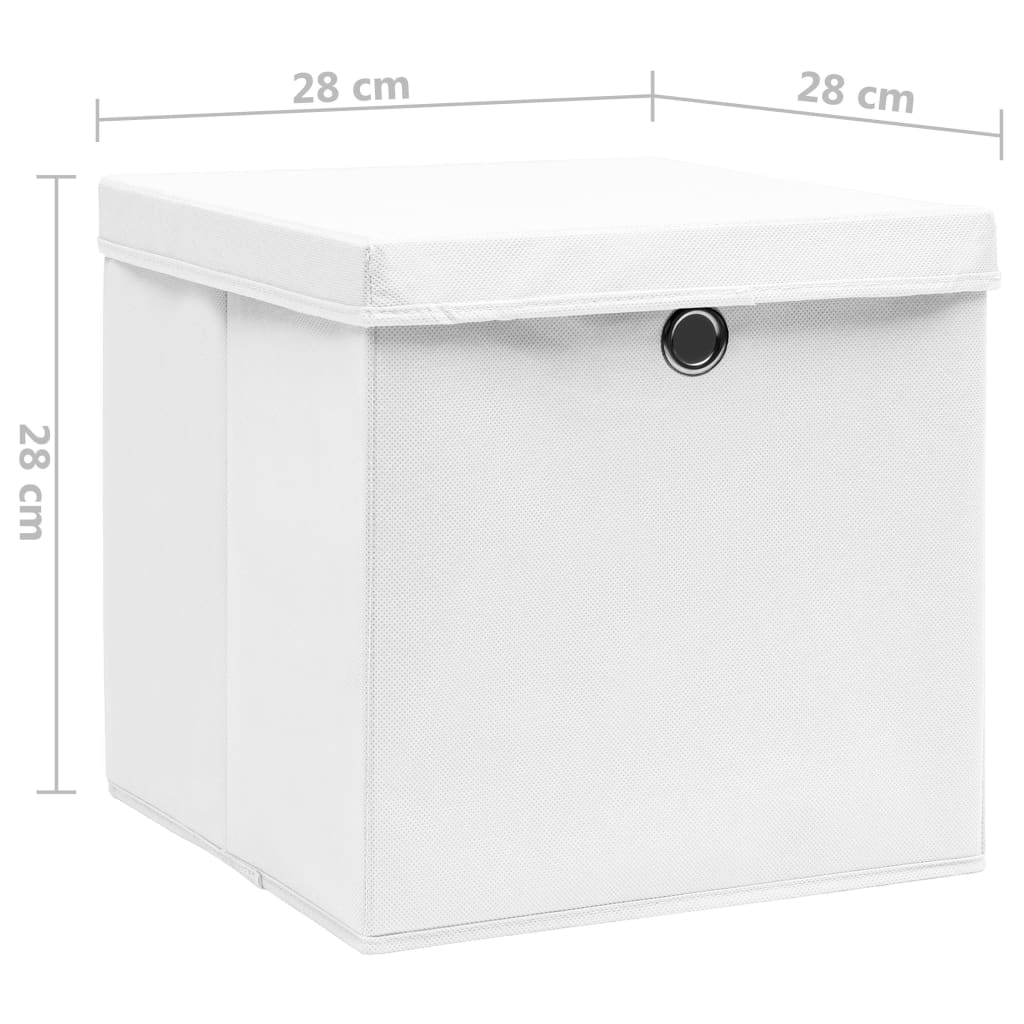 Oppbevaringsbokser med deksler 4 stk 28x28x28 cm hvit