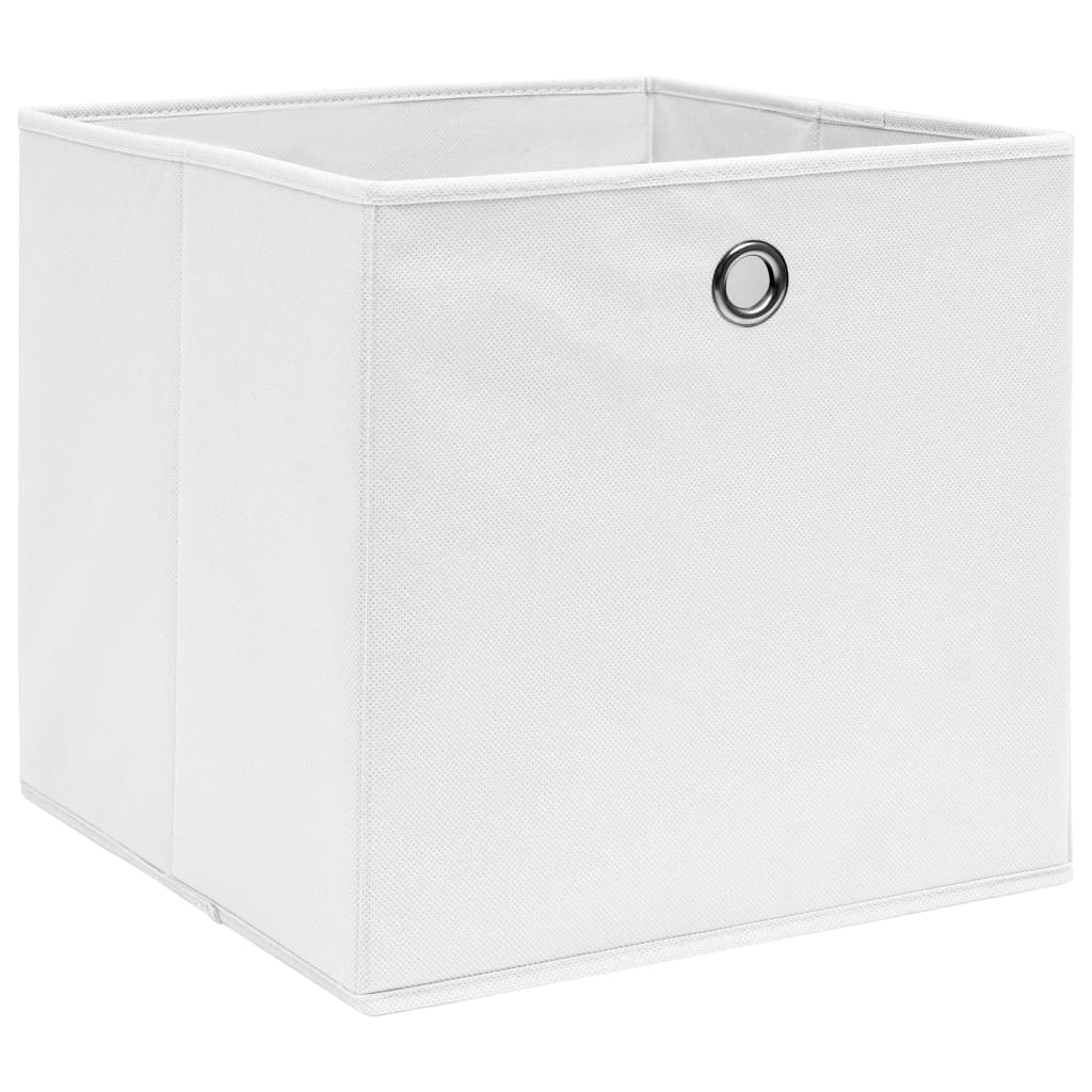 Oppbevaringsbokser 10 stk uvevd stoff 28x28x28 cm hvit