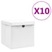 Oppbevaringsbokser med deksler 10 stk 28x28x28 cm hvit