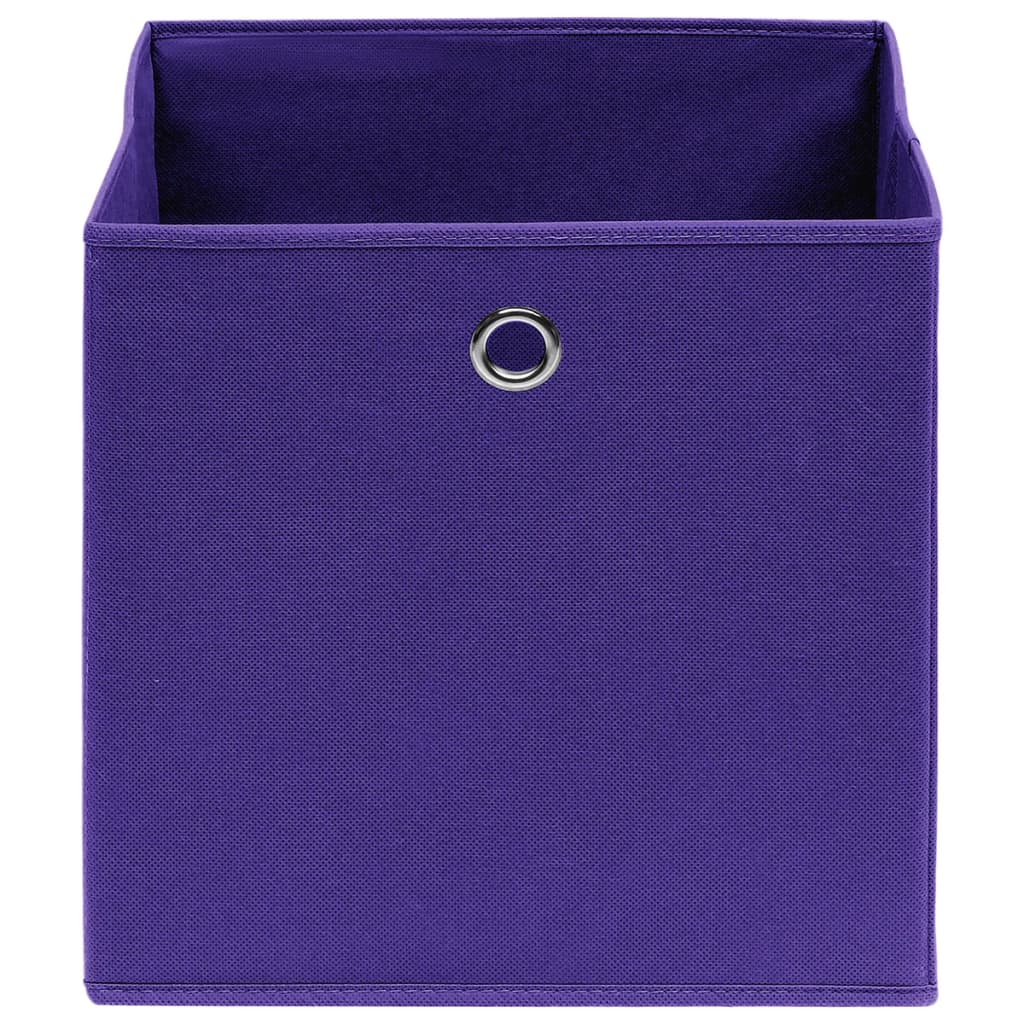 Oppbevaringsbokser 4 stk uvevd stoff 28x28x28 cm lilla