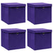 Oppbevaringsbokser med deksler 4 stk 28x28x28 cm lilla