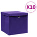 Oppbevaringsbokser med deksler 10 stk 28x28x28 cm lilla