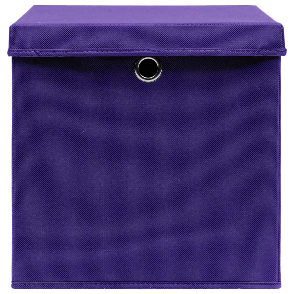 Oppbevaringsbokser med deksler 10 stk 28x28x28 cm lilla