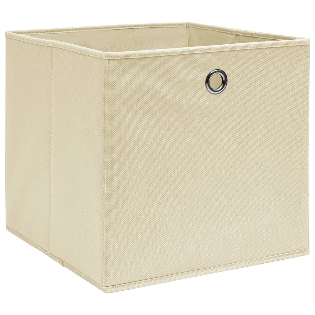 Oppbevaringsbokser 10 stk uvevd stoff 28x28x28 cm kremhvit