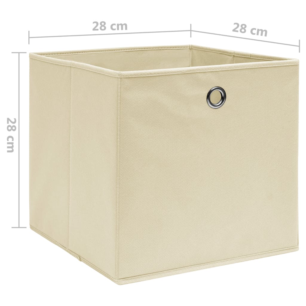 Oppbevaringsbokser 10 stk uvevd stoff 28x28x28 cm kremhvit