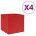 Oppbevaringsbokser 4 stk uvevd stoff 28x28x28 cm rød