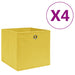 Oppbevaringsbokser 4 stk uvevd stoff 28x28x28 cm gul