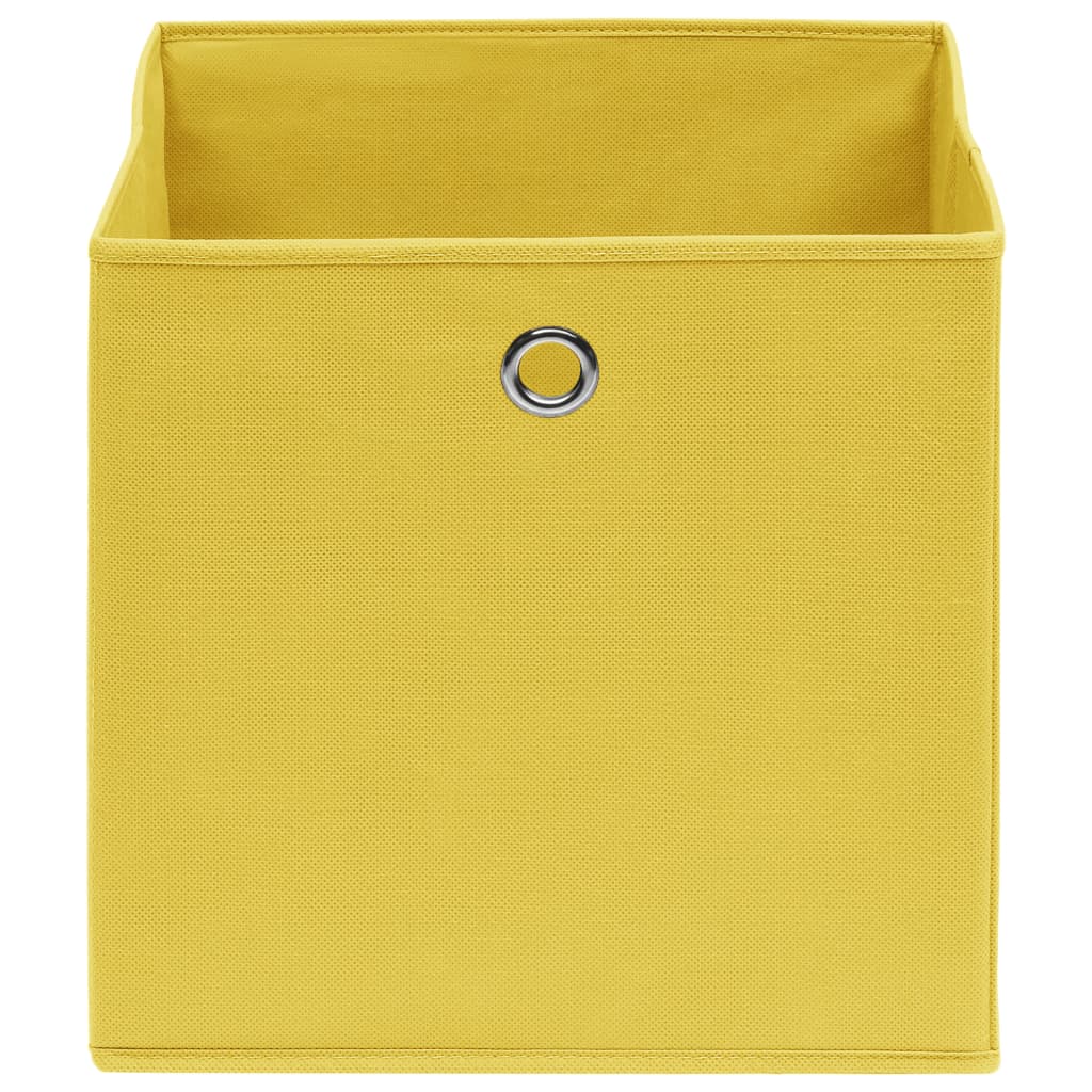 Oppbevaringsbokser 4 stk uvevd stoff 28x28x28 cm gul