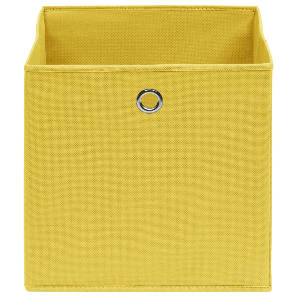 Oppbevaringsbokser 10 stk uvevd stoff 28x28x28 cm gul