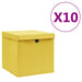 Oppbevaringsbokser med deksler 10 stk 28x28x28 cm gul
