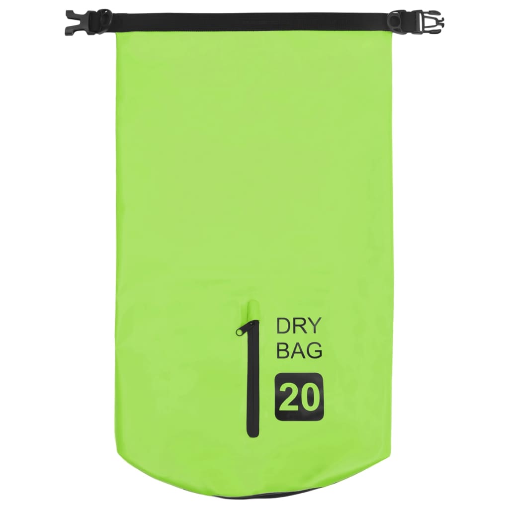 Tørrsekk med glidelås grønn 20 L PVC
