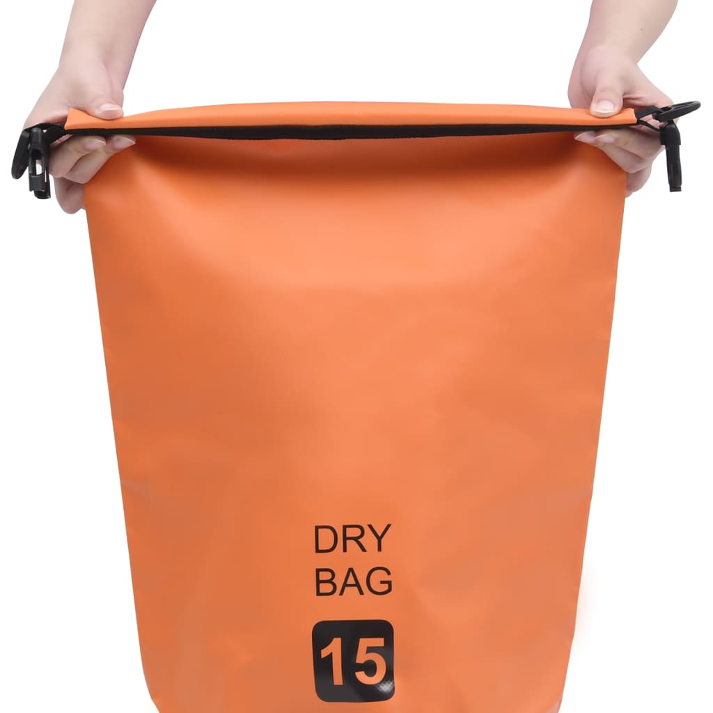 Tørrsekk oransje 15 L PVC